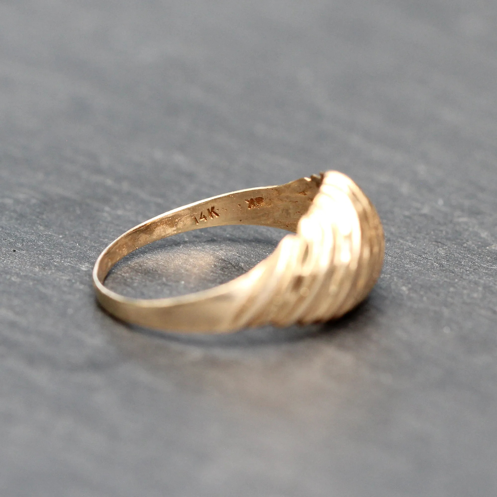 14k Gold Diamond Cut Dome Ring