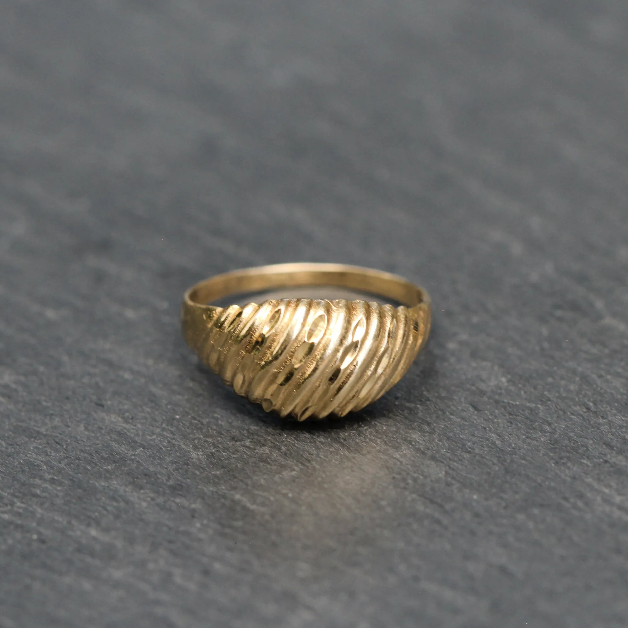 14k Gold Diamond Cut Dome Ring