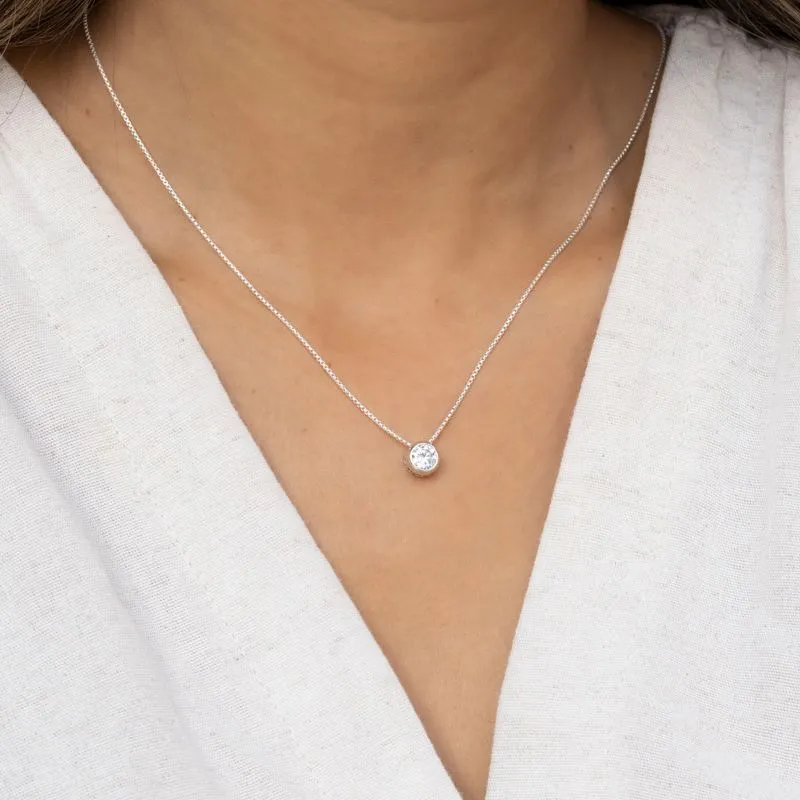 14K Gold Plated Cz Pendant Necklace, December Birthstone