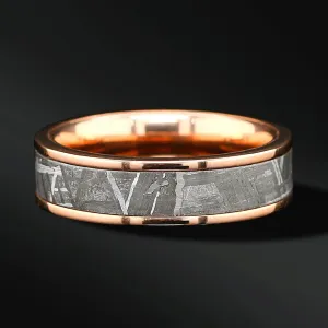 14K Gold Plated Real Meteorite Ring, Stainless Wedding Ring FREE ENGRAVING