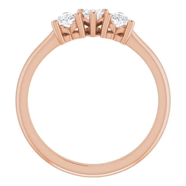 14K Rose 3/8 CTW Natural Diamond Three-Stone Anniversary Band