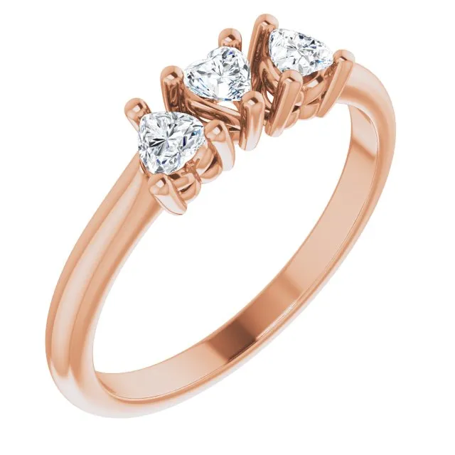 14K Rose 3/8 CTW Natural Diamond Three-Stone Anniversary Band
