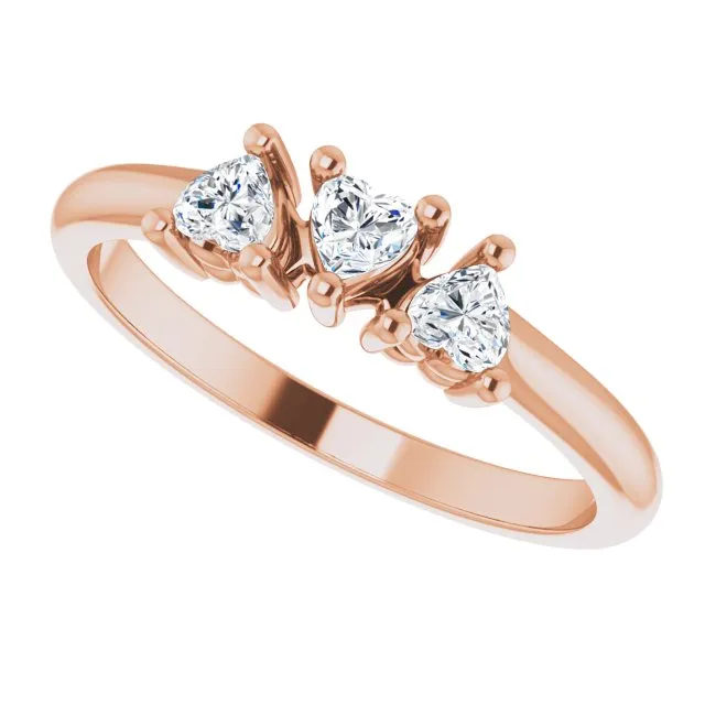 14K Rose 3/8 CTW Natural Diamond Three-Stone Anniversary Band