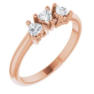 14K Rose 3/8 CTW Natural Diamond Three-Stone Anniversary Band