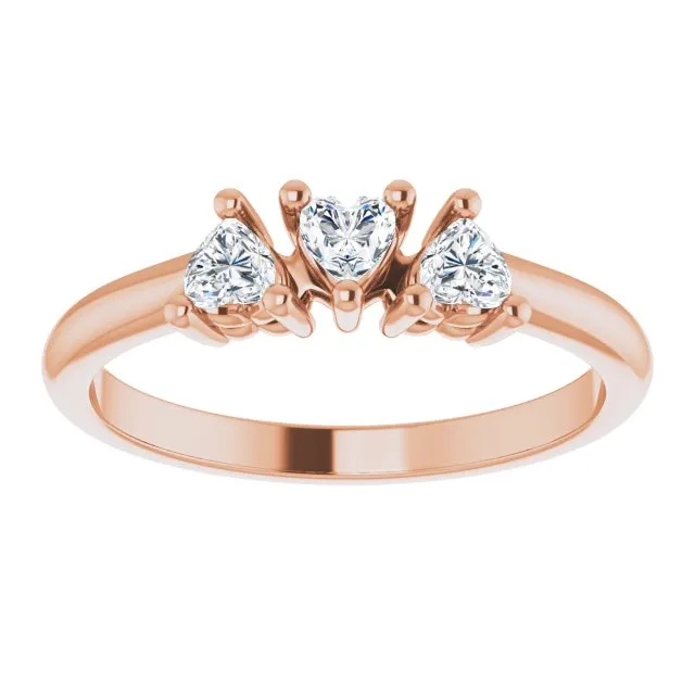 14K Rose 3/8 CTW Natural Diamond Three-Stone Anniversary Band