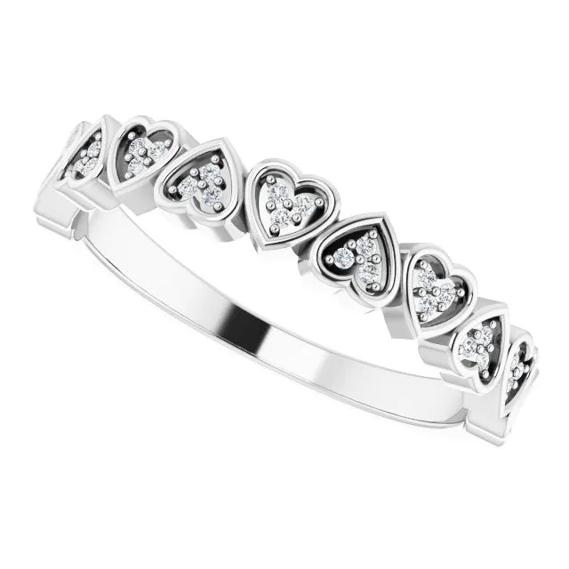 14K White .07 CTW Natural Diamond Anniversary Band