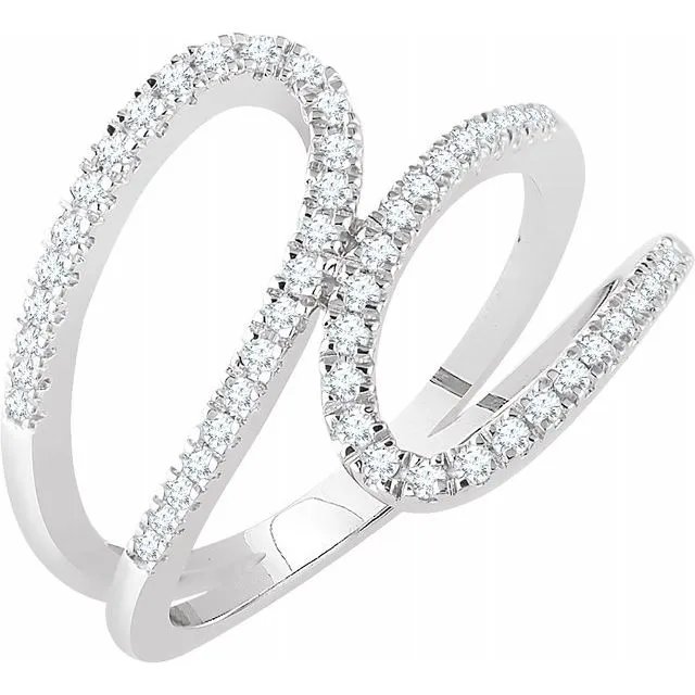 14K White 1/3 CTW Natural Diamond Freeform Ring