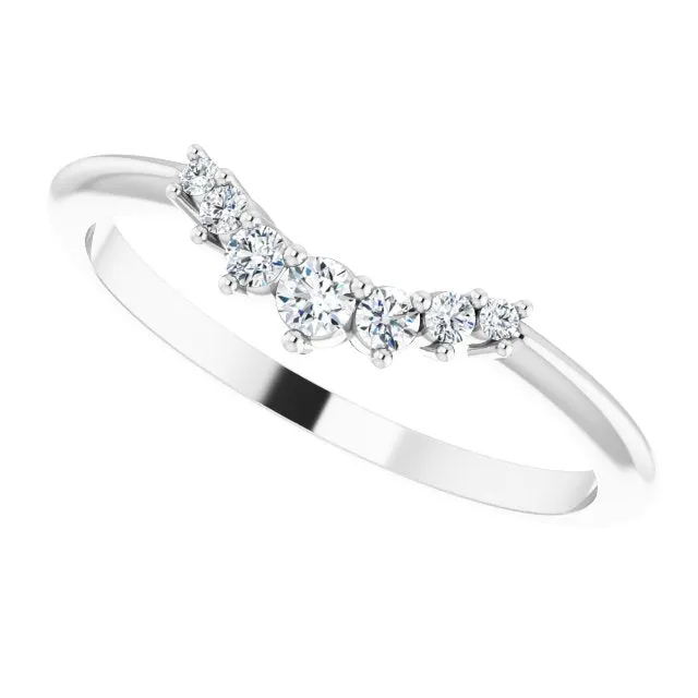 14K White 1/8 CTW Natural Diamond Contour Band