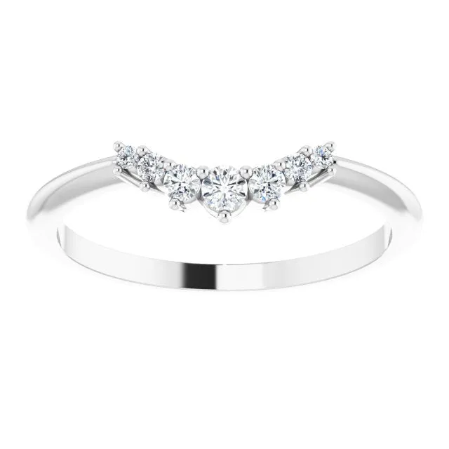 14K White 1/8 CTW Natural Diamond Contour Band