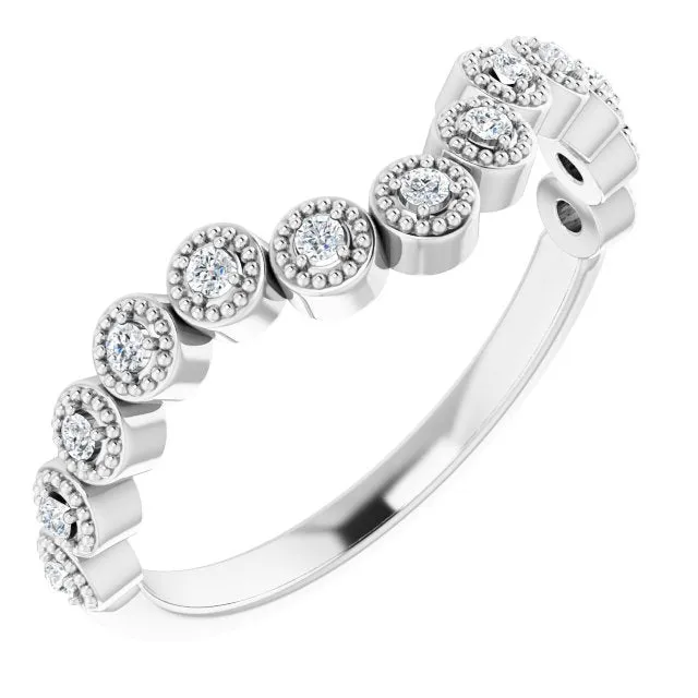 14K White 1/8 CTW Natural Diamond Vintage-Inspired Contour Band