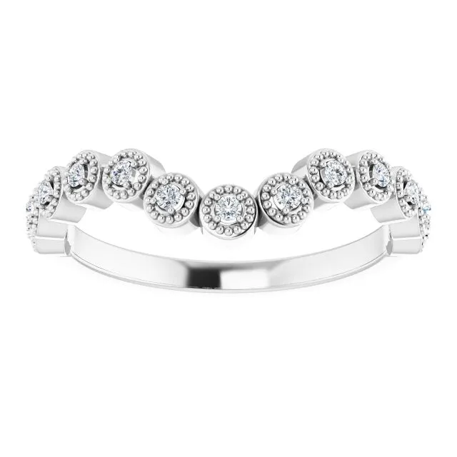 14K White 1/8 CTW Natural Diamond Vintage-Inspired Contour Band