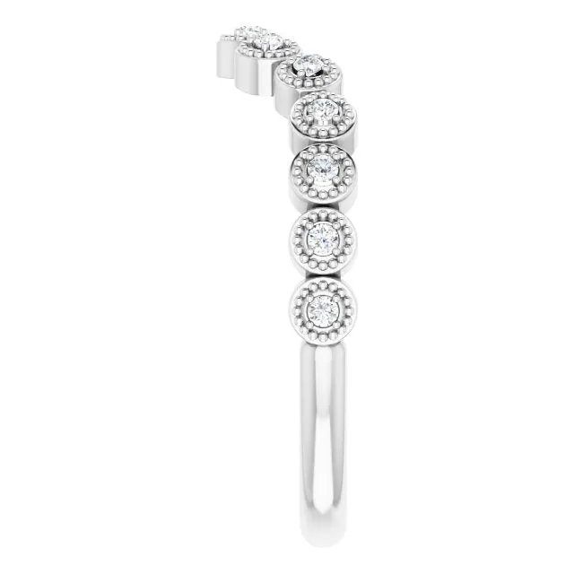 14K White 1/8 CTW Natural Diamond Vintage-Inspired Contour Band