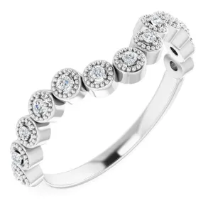 14K White 1/8 CTW Natural Diamond Vintage-Inspired Contour Band