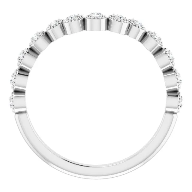 14K White 1/8 CTW Natural Diamond Vintage-Inspired Contour Band