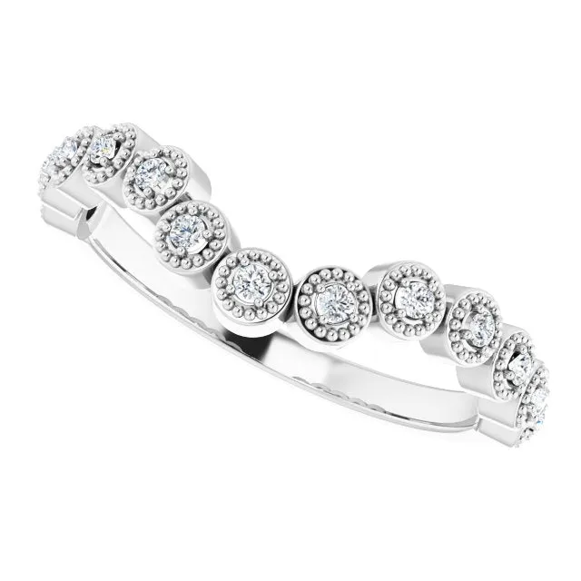 14K White 1/8 CTW Natural Diamond Vintage-Inspired Contour Band