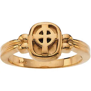 14k White Gold Celtic Cross Ring, Size 7
