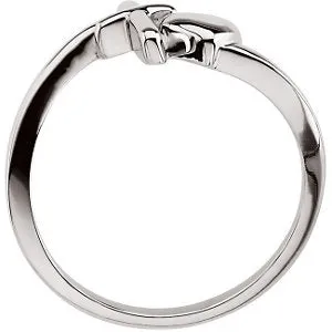 14k White Gold Cross & Heart Chastity Rings® , Size 6