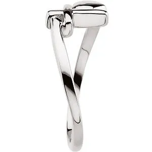 14k White Gold Cross & Heart Chastity Rings® , Size 6