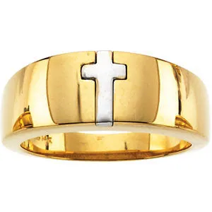 14k White Gold Cross Band, Size 7