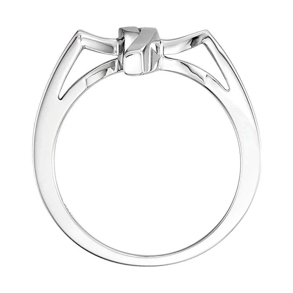 14k White Gold Cross Ring, Size 7