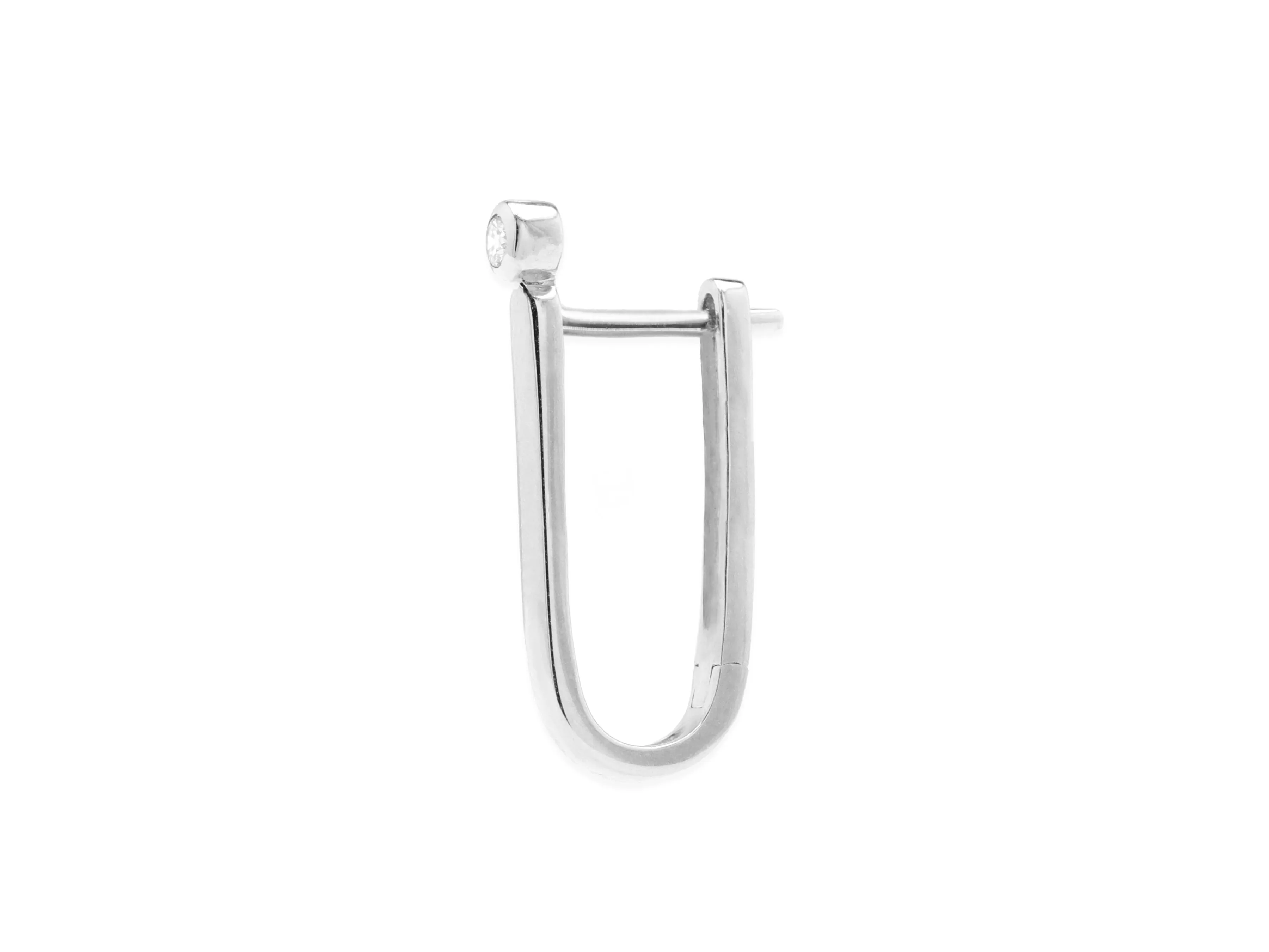 14k White Gold Diamond Bar Hoop Earrings