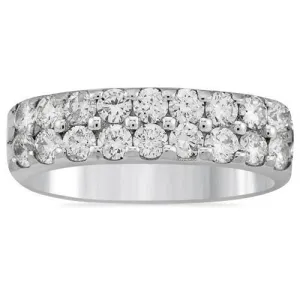 14k White Gold Eighteen Stone Round Diamond Ring 1 Ctw
