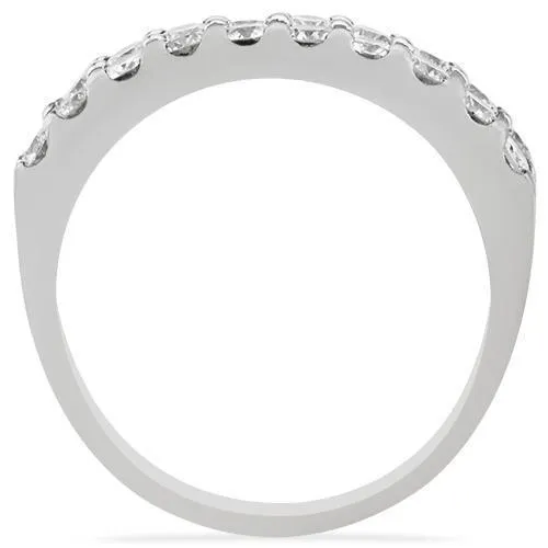 14k White Gold Eighteen Stone Round Diamond Ring 1 Ctw