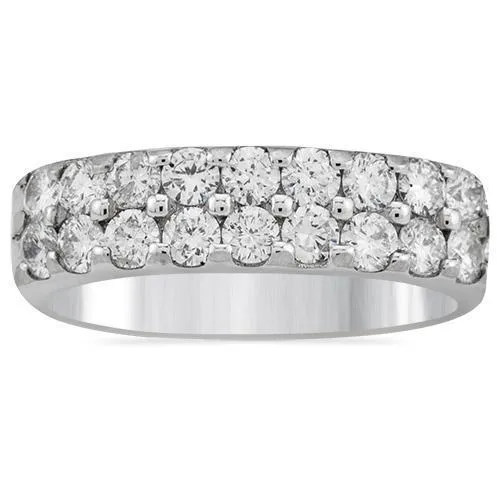 14k White Gold Eighteen Stone Round Diamond Ring 1 Ctw