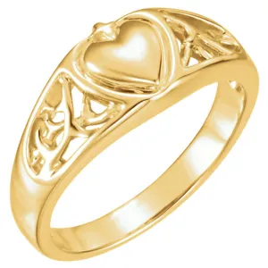 14k White Gold Heart Ring, Size 7