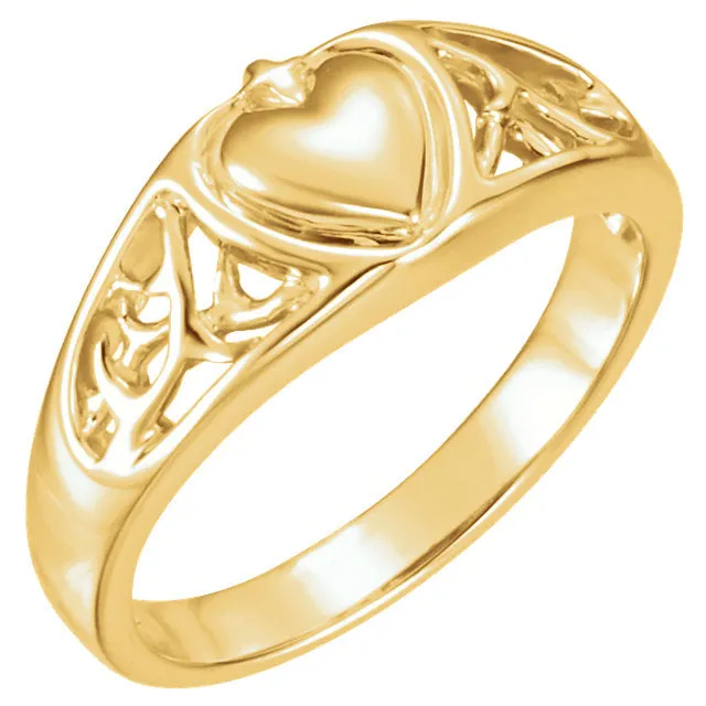 14k White Gold Heart Ring, Size 7