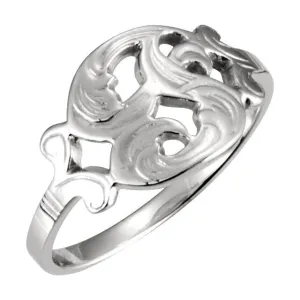 14k White Gold Initial Rings, Size 6