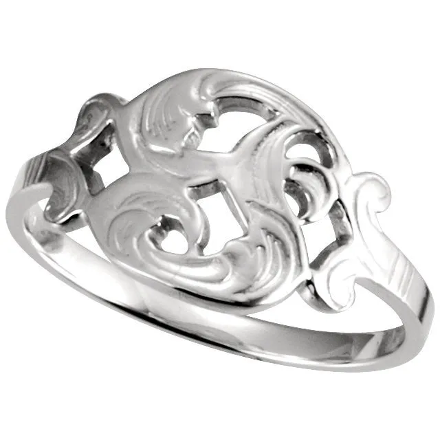 14k White Gold Initial Rings, Size 6