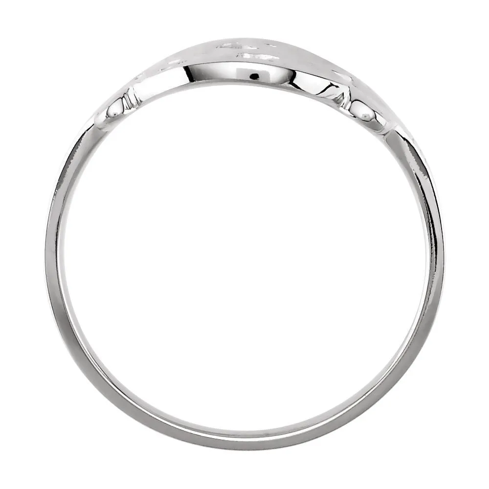 14k White Gold Initial Rings, Size 6