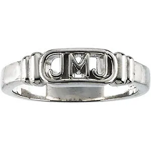 14k White Gold Jesus, Mary and Joseph Ring Size 11