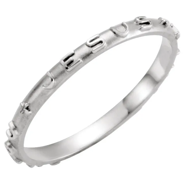 14k White Gold Prayer Ring, Size 6