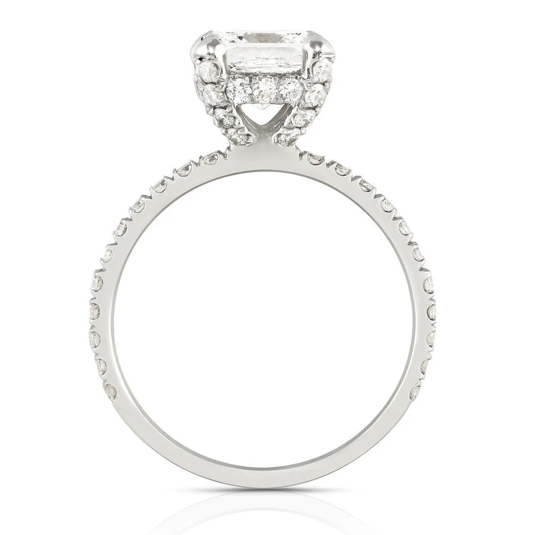 14k White Gold Princess Cut Center Stone Diamond Engagement Ring 3.20 Ctw