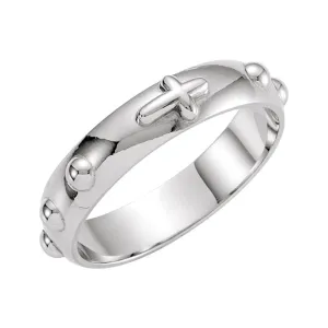 14k White Gold Rosary Ring Size 10