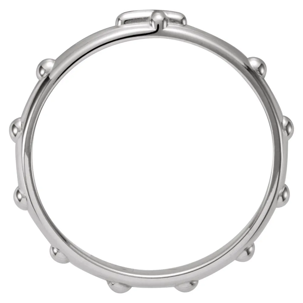 14k White Gold Rosary Ring Size 11