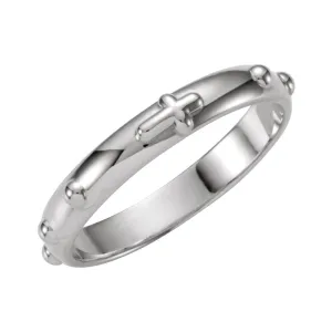 14k White Gold Rosary Ring Size 8