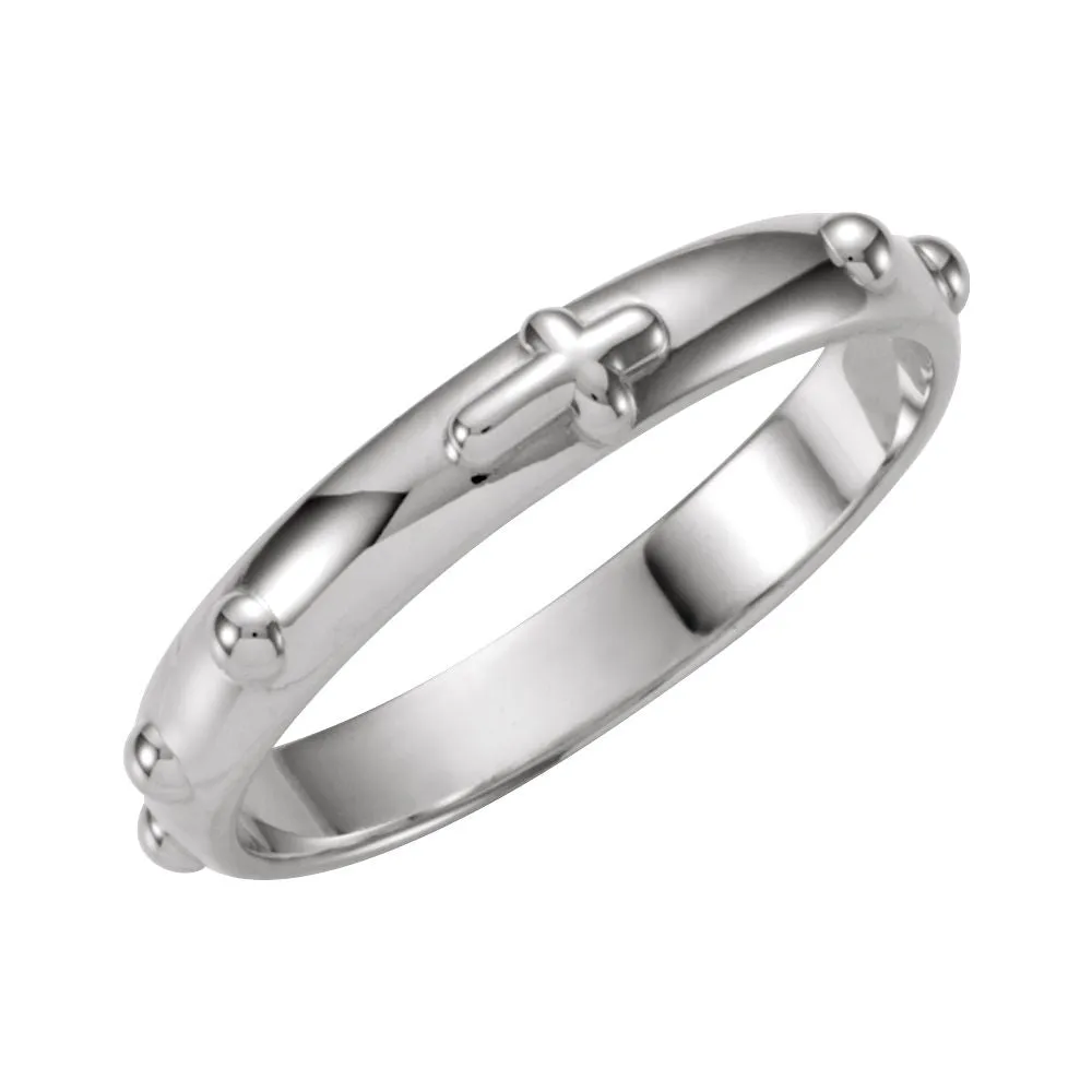 14k White Gold Rosary Ring Size 8