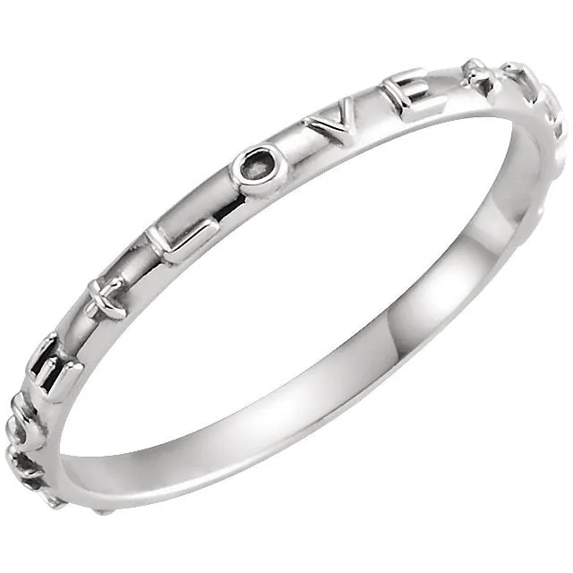 14k White Gold TRUE LOVE CHASTITY RING W/BOX, Size 6