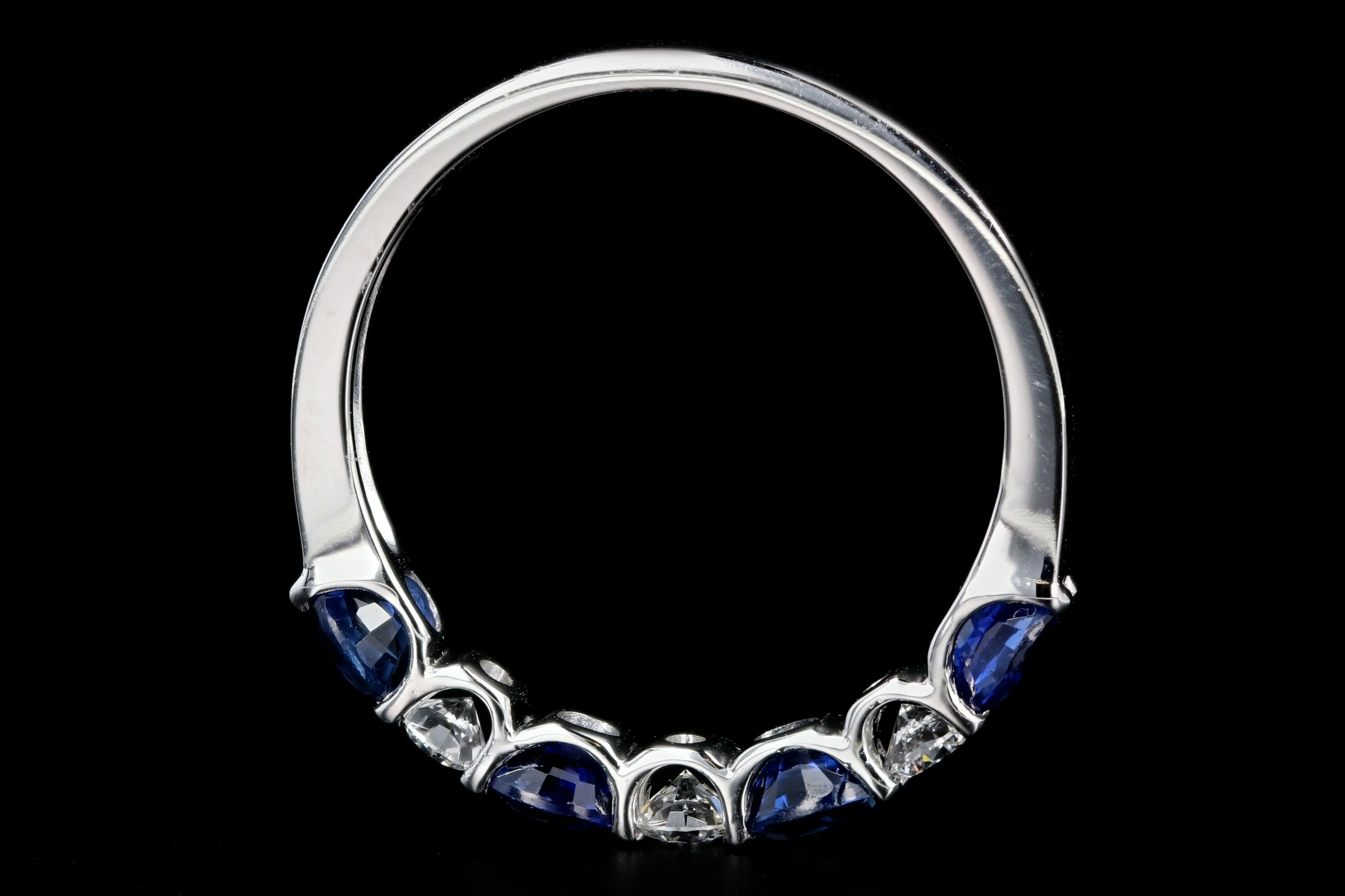 14K White or Yellow Gold Oval Gemstone and Round Diamond Half Band