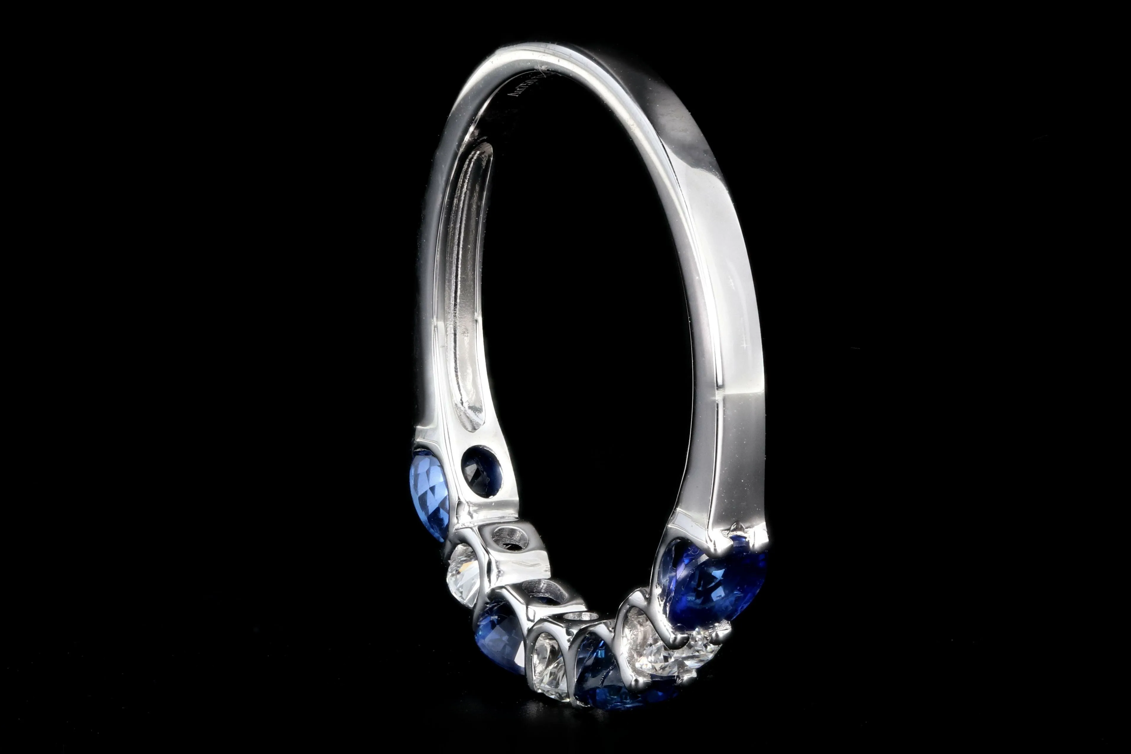 14K White or Yellow Gold Oval Gemstone and Round Diamond Half Band