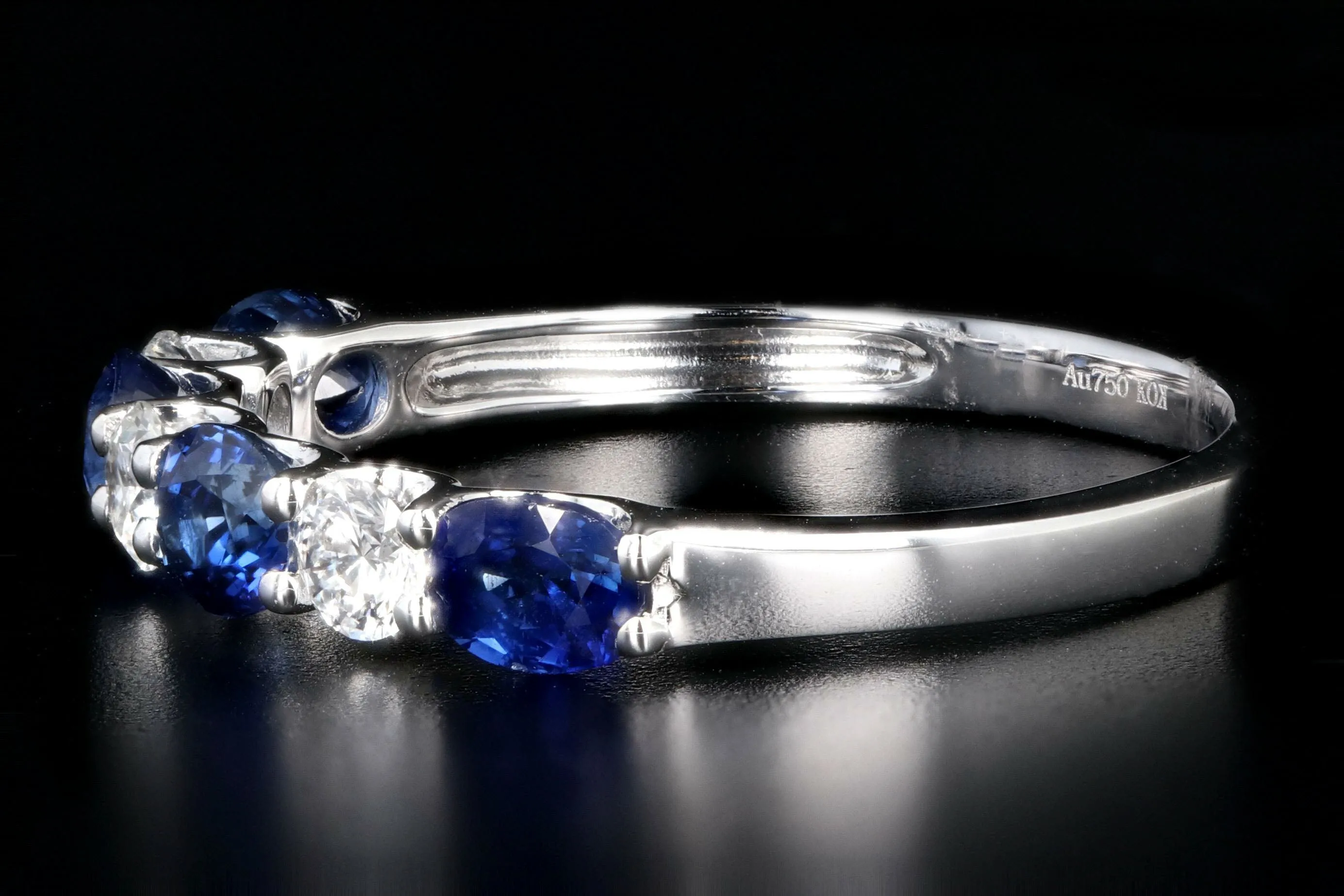 14K White or Yellow Gold Oval Gemstone and Round Diamond Half Band