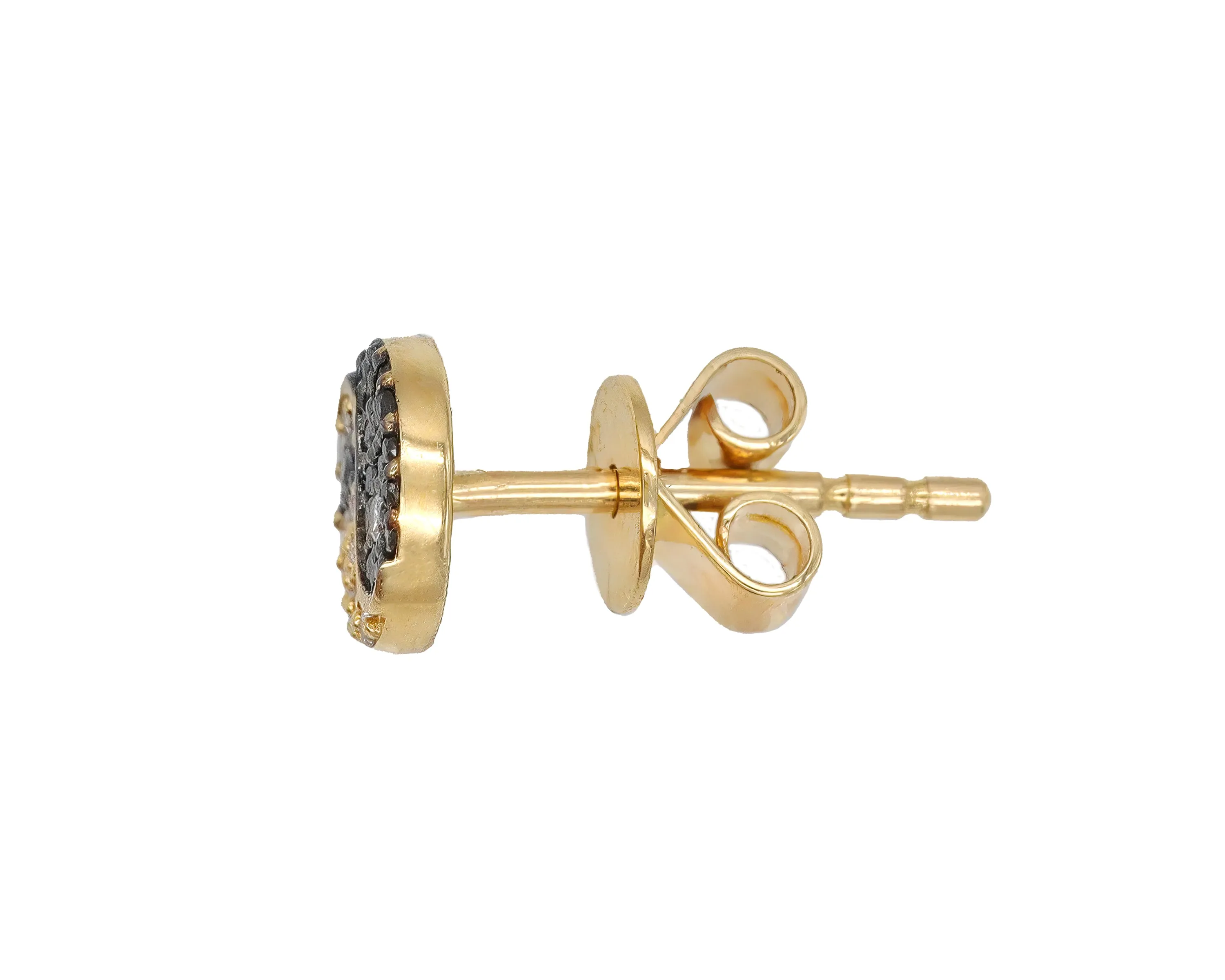 14k Yellow Gold Black Diamond Yin/Yang Earrings