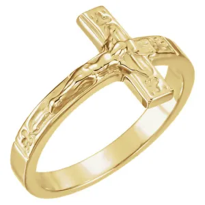 14k Yellow Gold Crucifix Chastity Ring Size 9