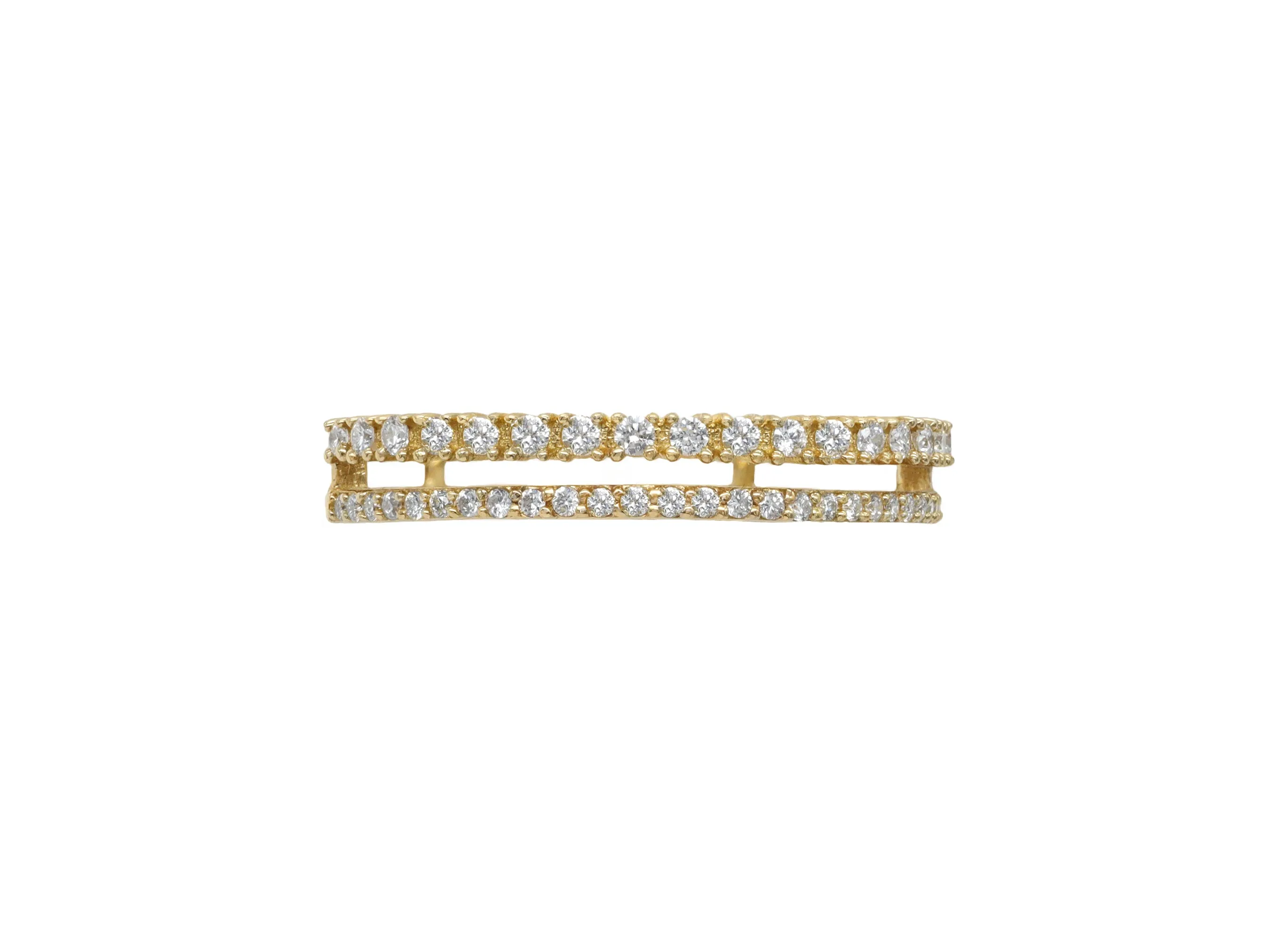 14k Yellow Gold Diamond Double Row Stackable Ring