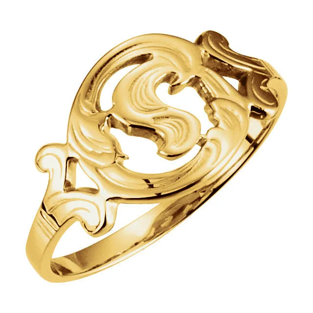 14k Yellow Gold Initial Rings, Size 6