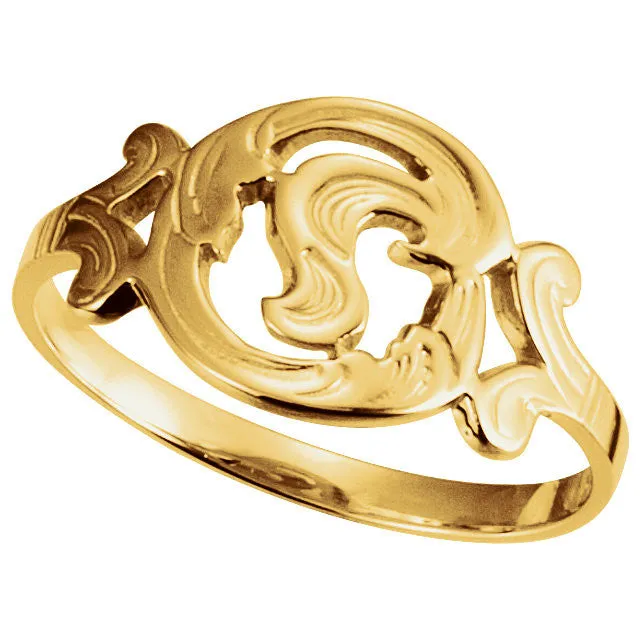 14k Yellow Gold Initial Rings, Size 6