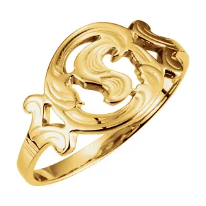 14k Yellow Gold Initial Rings, Size 6